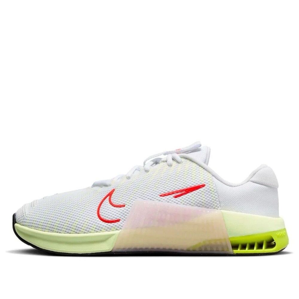 Womens Nike Metcon 9 White Bright Crimson Volt Size 10.5/Mens 9 DZ2537-101